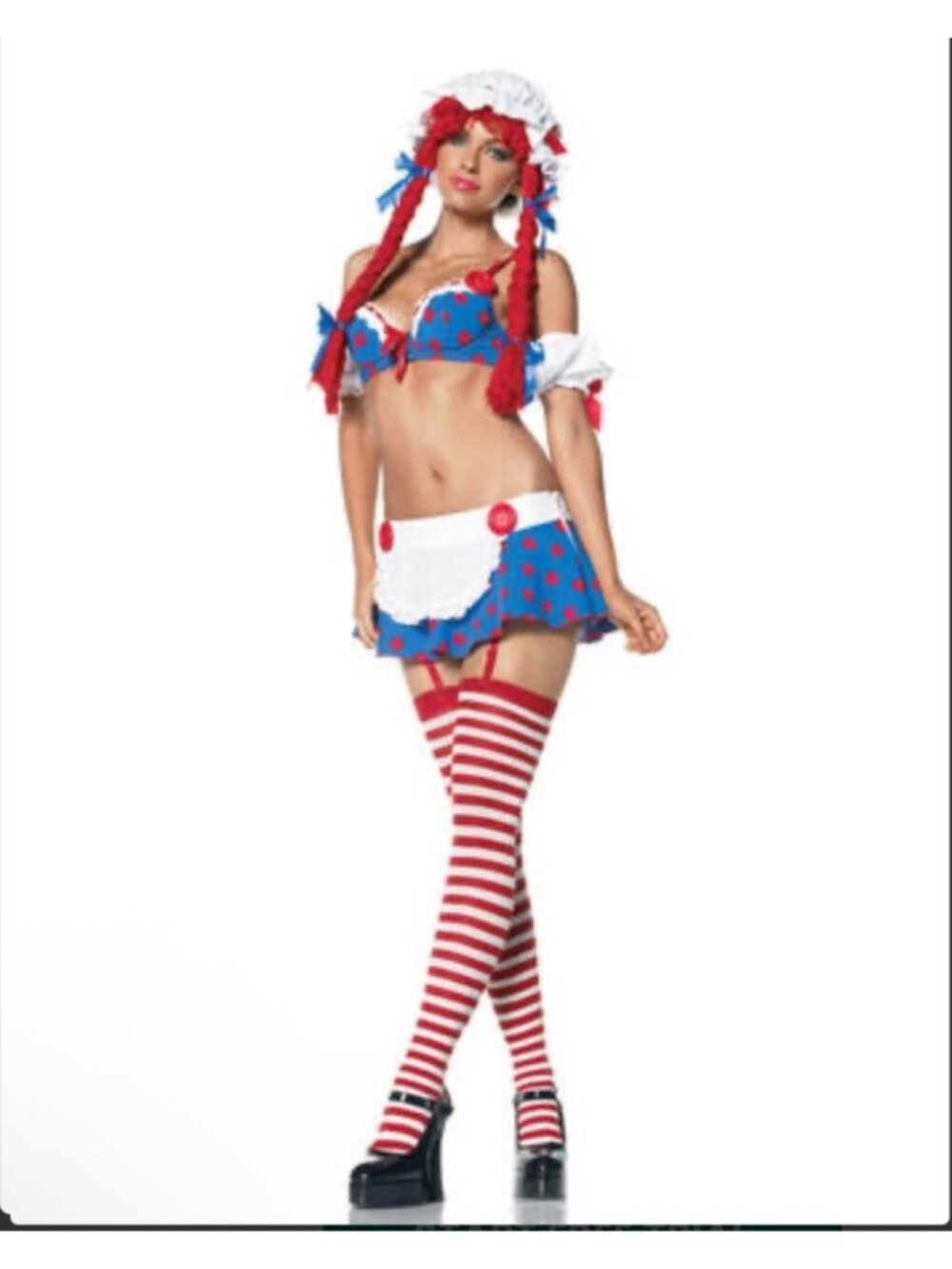 Sexy Raggedy Ann Doll Costume Halloween Cosplay Set Adult Size M/L
